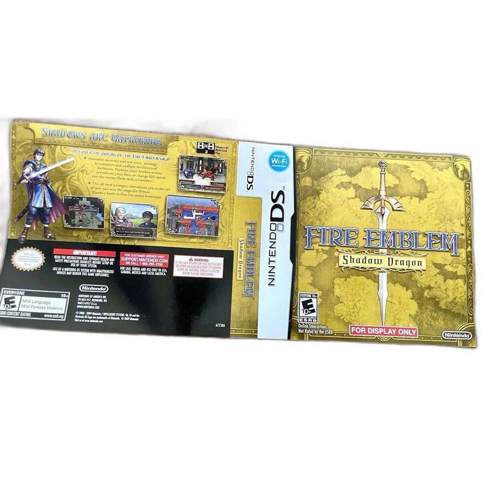 Nintendo DS Fire Emblem Shadow Dragon Display Only Cover Box Insert